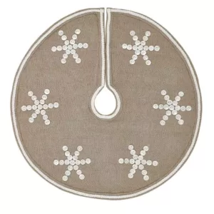 VHC Brands 21 in. Pearlescent Natural Tan Coastal Christmas Decor Mini Tree Skirt