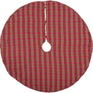 VHC Brands 48 in. Galway Barn Red Rustic Christmas Decor Tree Skirt