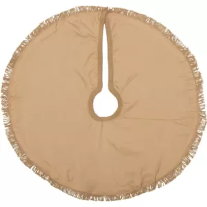 VHC Brands 21 in. Natural Festive Burlap Farmhouse Christmas Decor Mini Tree Skirt