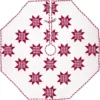 VHC Brands 60 in. Red Emmie Farmhouse Christmas Decor Patchwork Tree Skirt