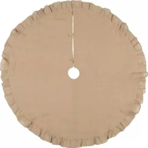 VHC Brands 55 in. Jute Burlap Natural Tan Holiday Rustic and Lodge Decor Tree Skirt