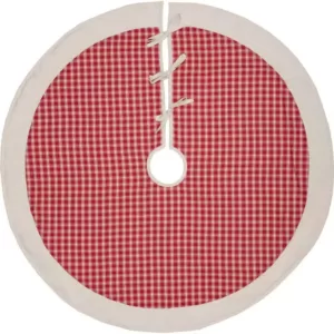 VHC Brands 48 in. Red Plaid Christmas Farmhouse Decor Tree Skirt