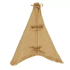 VHC Brands 48 in. Burlap Natural Tan Farmhouse Christmas Decor Tree Skirt