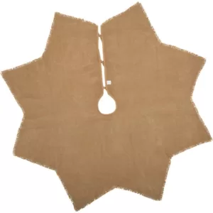 VHC Brands 48 in. Burlap Natural Tan Farmhouse Christmas Decor Tree Skirt