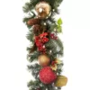 Village Lighting Company 9 ft. Pre-Lit LED Scarlet Hydrangea Garland