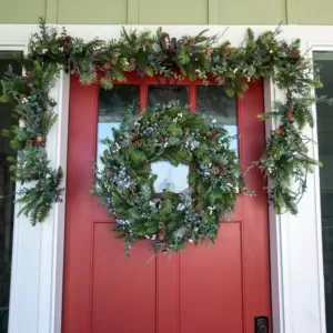 Village Lighting Company 9 ft. Pre-Lit LED Rustic White Berry Garland