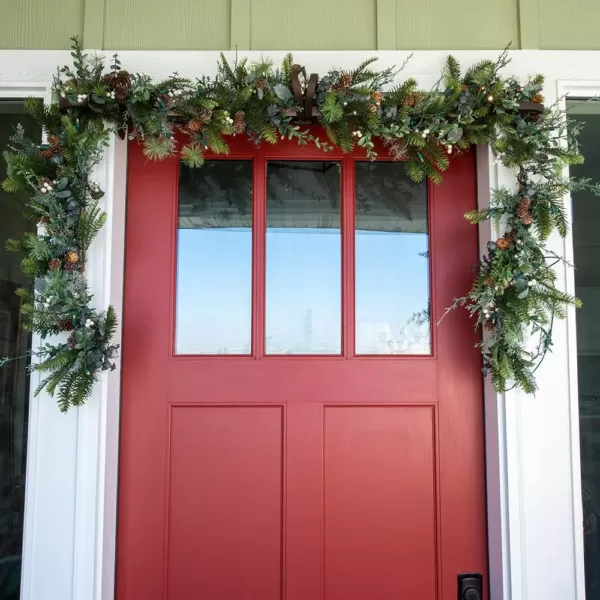 Village Lighting Company 9 ft. Pre-Lit LED Rustic White Berry Garland