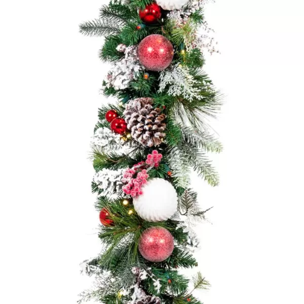 Village Lighting Company 9 ft. Pre-Lit LED Frosted Wonderland Garland