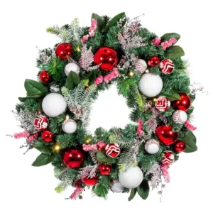 Village Lighting Company 30 in. Pre-Lit LED Nordic Wreath