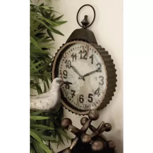 LITTON LANE Rustic Distressed Round Analog Wall Clock