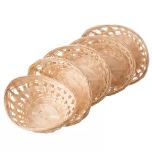 Vintiquewise Natural Bamboo Oval Storage Bread Basket Storage Display Trays (Set of 5)