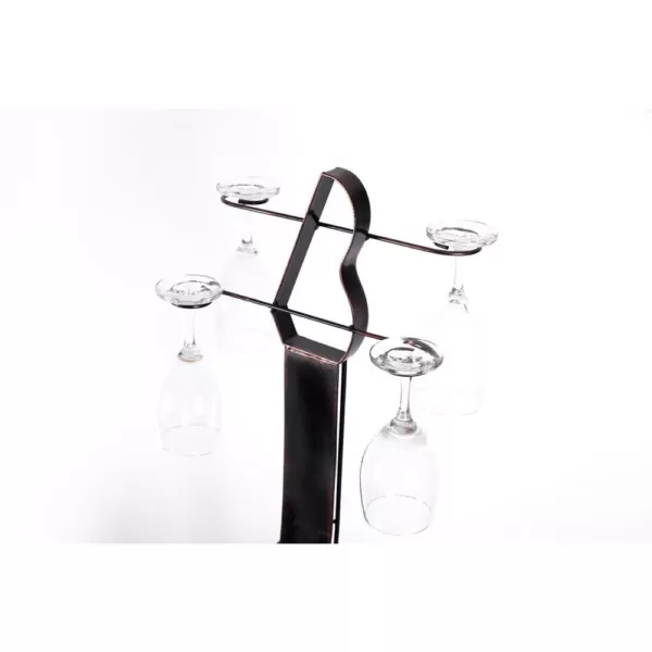 Vintiquewise Vintage Wood and Metal Guitar Shaped 9-Bottle Freestanding Decorative Wine Holder