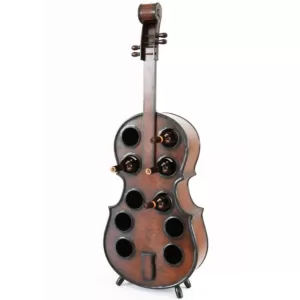 Vintiquewise Decorative 10 Bottle Wooden Cello Shaped Wine Rack 53 in. Floor Violin