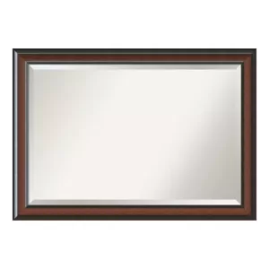 Amanti Art Cyprus 41 in. W x 29 in. H Framed Rectangular Beveled Edge Bathroom Vanity Mirror in Walnut