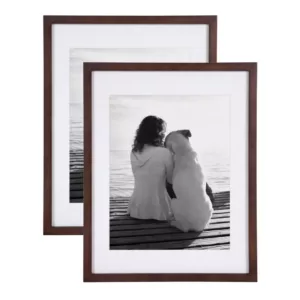 DesignOvation Gallery 14 in. x 18 in. Matted to 11 in. x 14 in. Walnut Brown Picture Frame (Set of 2)