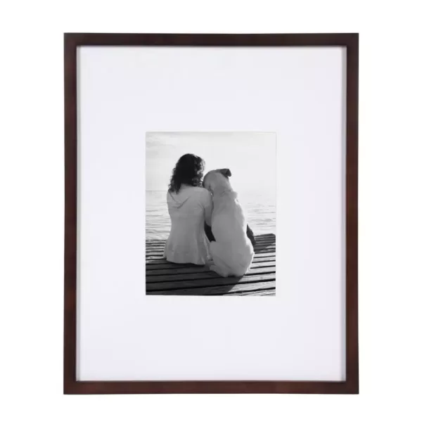 DesignOvation Gallery 16x20 matted to 8x10 Walnut Brown Picture Frame Set of 2