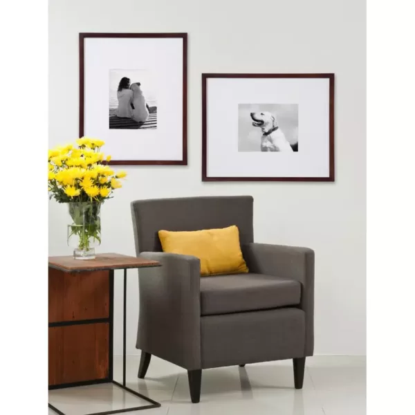 DesignOvation Gallery 16x20 matted to 8x10 Walnut Brown Picture Frame Set of 2