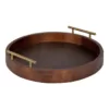 Kate and Laurel Lipton 18 in. x 3 in. x 18 in. Walnut Brown Decorative Tray