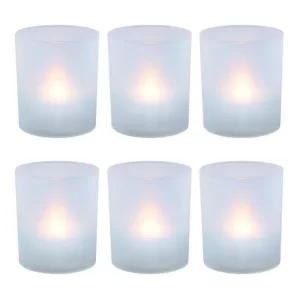 LUMABASE Flameless Votive Candles 2.25 in. Warm White Plastic Frosted Holders (6 Count)