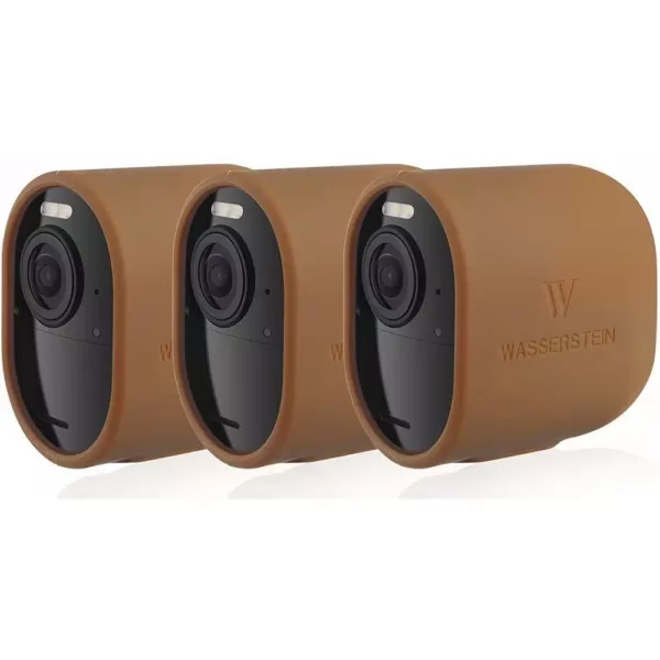 Wasserstein Arlo Ultra/Ultra 2 and Pro 3/Pro 4 Protective Silicone Skins - Accessorize and Protect Your Arlo Camera (3-Pack, Brown)