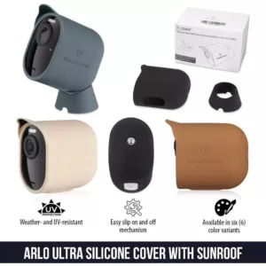 Wasserstein Arlo Ultra/Ultra 2 and Pro 3/Pro 4 Protective Sunroof Silicone Skins - Protect Your Arlo Camera (3-Pack, Black)