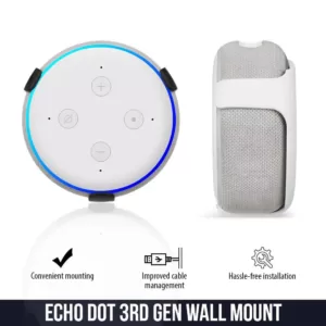 Wasserstein Wall Mount Compatible with Echo Dot (3rd Gen) - Mounting Alternative for Your Alexa Smart Speaker in White (1-Pack)