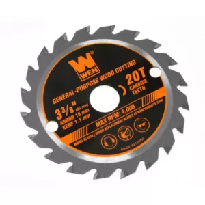 WEN 3-3/8 in. 20-Tooth Professional Woodworking Saw Blade for Compact and Mini Circular Saws