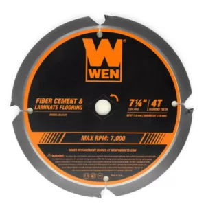 WEN 7-1/4 in. 4-Tooth Diamond-Tipped (PCD) Professional Circular Saw Blade for Fiber Cement and Laminate Flooring