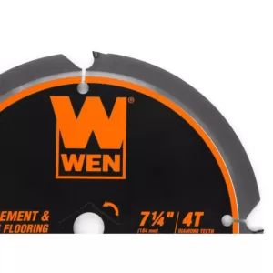 WEN 7-1/4 in. 4-Tooth Diamond-Tipped (PCD) Professional Circular Saw Blade for Fiber Cement and Laminate Flooring