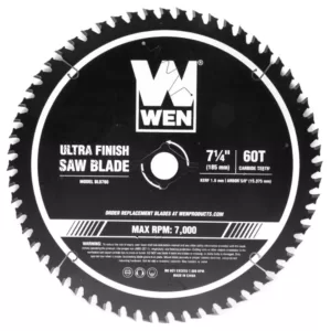 WEN 7.25 in. 60-Tooth Carbide-Tipped Professional Ultra Fine-Finish Circular Saw Blade with Cool-Cut Coating