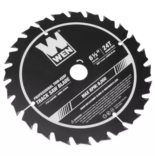 WEN 6.5 in. 24-Tooth Carbide-Tipped Thin-Kerf Professional Track Saw Blade with PTFE Coating