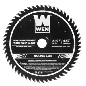 WEN 6.5 in. 56-Tooth Carbide-Tipped Thin-Kerf Professional ATAFR Track Saw Blade with PTFE Coating