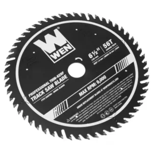 WEN 6.5 in. 56-Tooth Carbide-Tipped Thin-Kerf Professional ATAFR Track Saw Blade with PTFE Coating