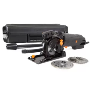 WEN 4.2 Amp 3-3/8 in.  Plunge Cut Compact Circular Saw with Laser, Carrying Case, and 3-Blades