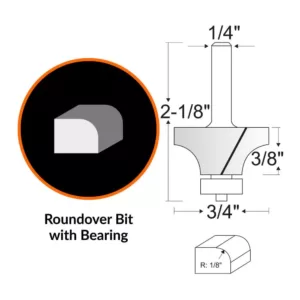 WEN 3/4 in. Roundover Carbide Tipped Router Bit with 1/4 in. Shank