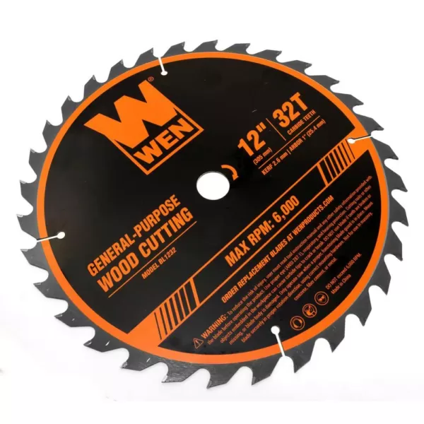 WEN 12 in. 32-Tooth and 80-Tooth Carbide-Tipped Professional Woodworking Saw Blade Set (2-Pack)