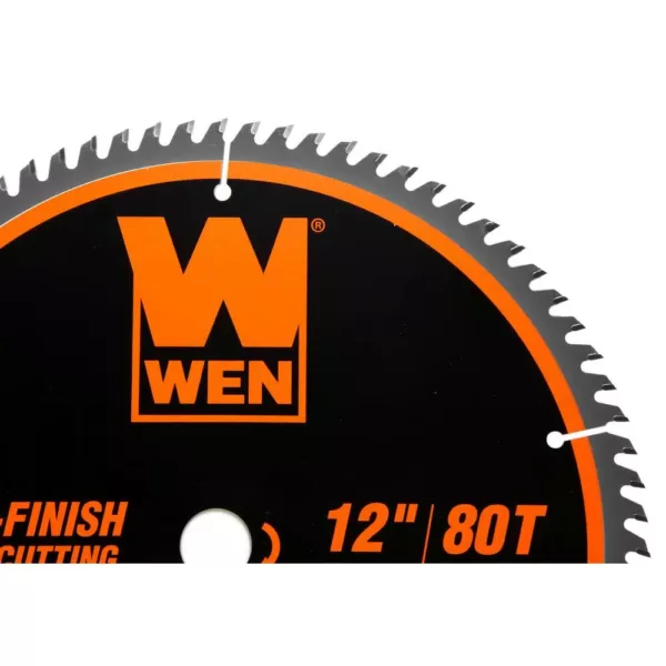 WEN 12 in. 80-Tooth Fine-Finish Professional Woodworking Saw Blade for Miter Saws and Table Saws