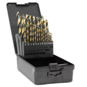 WEN Fully Ground Black Gold HSS Jobber Drill Bit Set with Carrying Case (29-Piece)