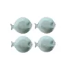 3R Studios 5.75 in. 4-Piece Aqua Fish Shaped Dish Set