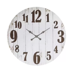 3R Studios Distressed White Wood Slat Wall Clock