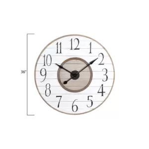 3R Studios White Distressed Wood Slat Wall Clock