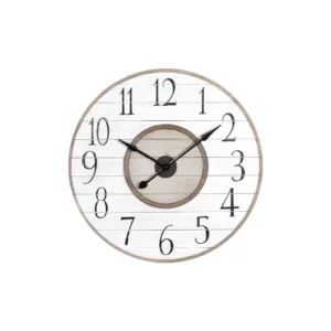 3R Studios White Distressed Wood Slat Wall Clock