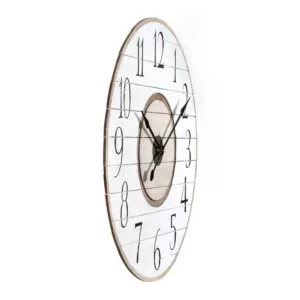 3R Studios White Distressed Wood Slat Wall Clock