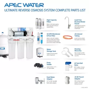 APEC Water Systems Ultimate Electric Pumped Undersink Reverse Osmosis Water Filtration System 50 GPD for Low Pressure Home 0-30 psi 120V US