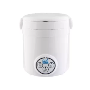 AROMA 3-Cup White Mini Rice Cooker with Non-Stick Cooking Pot