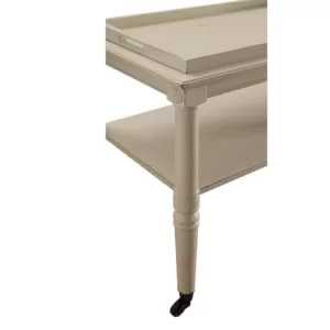 Benjara 30 in. D x 18 in. W x 32 in. H Antique White Wooden Serving Tray Table