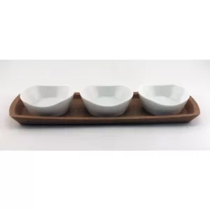 BergHOFF Eclipse 4-Piece Porcelain Snack Bowl Set with Tray