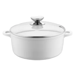 Berndes Vario Click Pearl 1.25 qt. Round Cast Aluminum Ceramic Nonstick Dutch Oven in White with Glass Lid