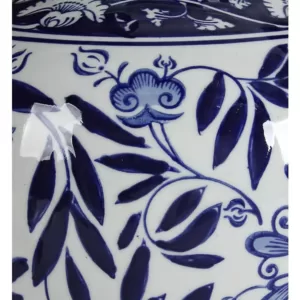 Benjara White and Blue Gorgeous Pot Shaped Vase