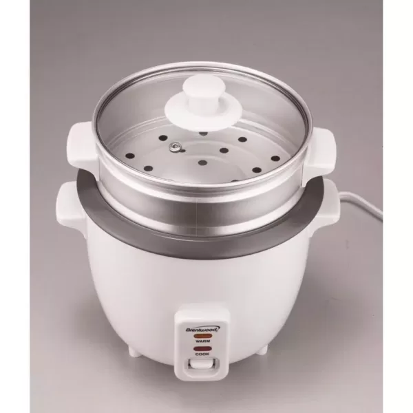 Brentwood Appliances 5-Cup White Rice Cooker with Food Steamer